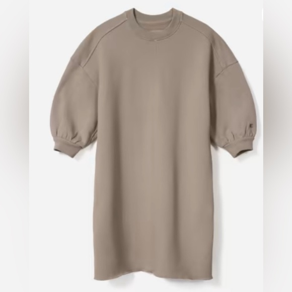 Everlane Organic Cotton Track Dress Tan Mini Dress Oversized Sweatshirt Neutral - Picture 5 of 13